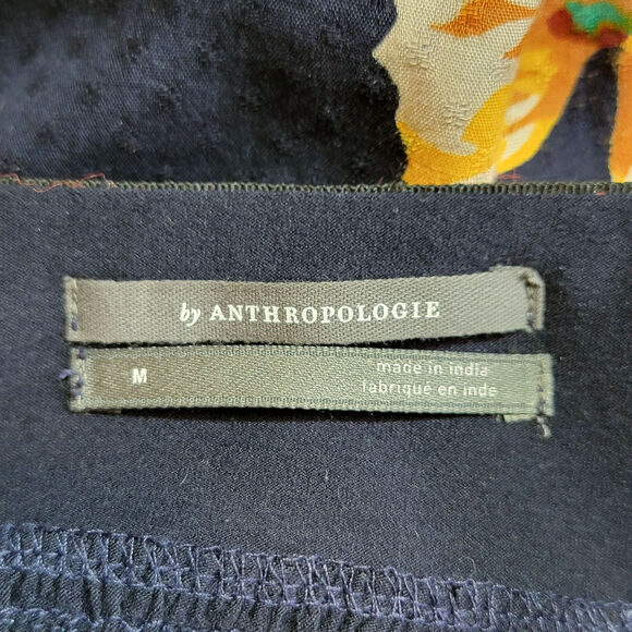 Anthropologie Dakota Embroidered Floral Square Neck Top Bell Sleeve Blue Boho M - Picture 13 of 16